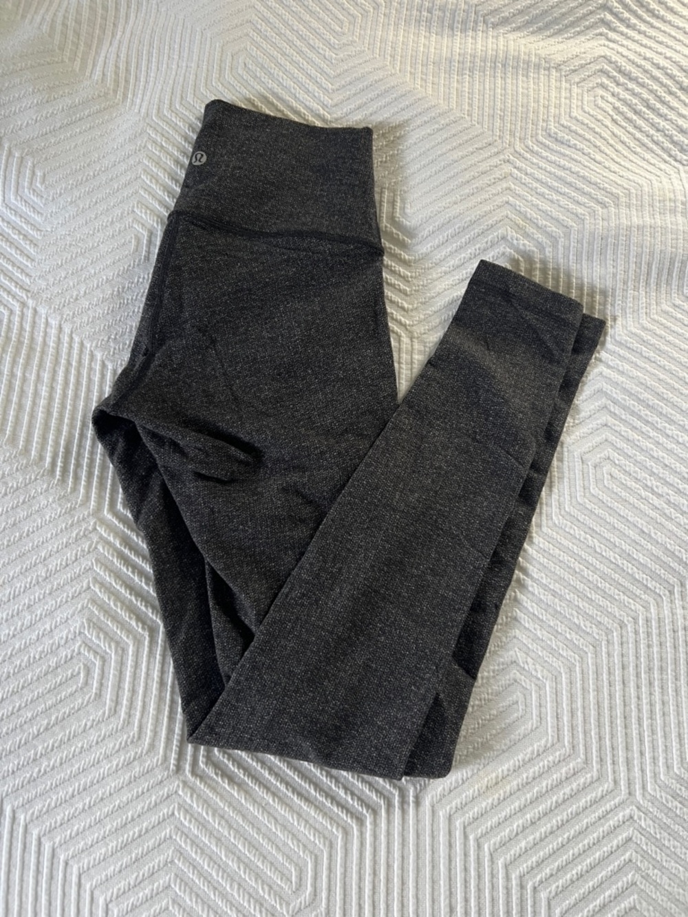 Lululemon Grey/Black High-Rise Luon Brushed Leggings